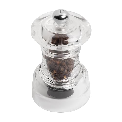 Tala Capstan Style Acryl Pfeffermühle, voll verstellbares Keramikmahlwerk für Kurs und Feinmahlen, Premium-Qualität für Zuhause und Restaurant, nachfüllbar und wiederverwendbar mit transparentem von Tala