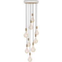 Tala - Eiche Nine Pendelleuchte Set, inklusive 9 x Voronoi II LED-Leuchtmittel E27, weiß / Messing von Tala