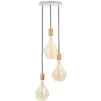 Tala - Eiche Triple Pendelleuchte Set, inklusive 3 x Voronoi II LED-Leuchtmittel E27, weiß / Messing von Tala