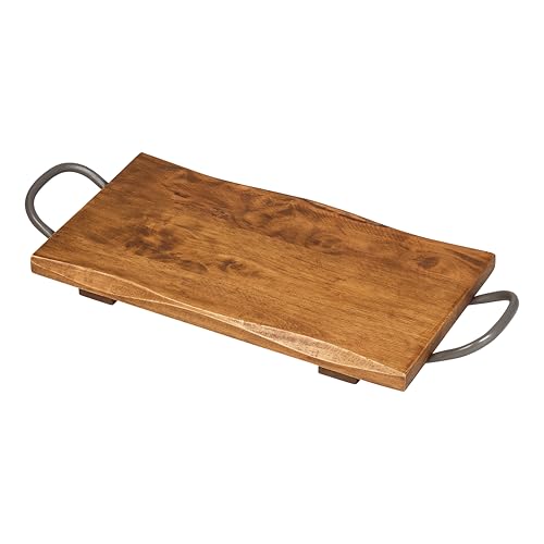 Tala Großer Präsentations- und Präsentationstisch mit Metallgriffen, lackiertes Hevea-Holz, ideal zum Servieren von Käse, Brot und Wurstwaren und perfekt für gemischte Vorspeisen, Maße: 40 x 22 x 2 cm von Tala
