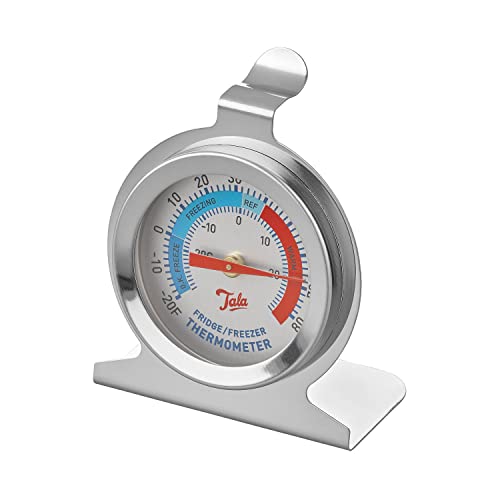 Tala Kühlschrank- und Gefrierschrank-Thermometer, 5,1 cm breit, leicht ablesbares Zifferblatt, Celsius und Fahrenheit-Markierungen, metallisches Silber von Tala