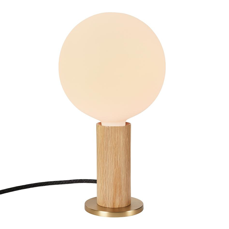 Tala - Oak Knuckle Tischleuchte mit Sphere IV Dim To Warm - weiß/eiche/messing/grau/FSC-zertifziert/HxØ 29,8x15cm/Dim To Warm 2000 -> 2800K/LED E27 GL von Tala