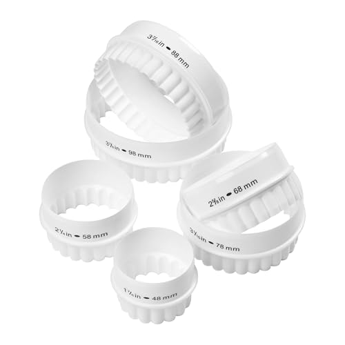 Tala Reversible Ausstechformen für Gebäck und Kekse, ideal für Tortenteig, Kekse, Scones und mehr, doppelseitig mit glattem und gewelltem Rand, 6 Größen von 48mm bis 98mm von Tala