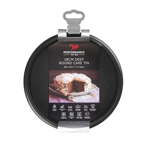 Tala Runder Tiefer Backform Performance, Herausnehmbarer Boden, Hochwertiger Karbonstahl mit Eclipse Antihaftbeschichtung, 18 cm; Ideal für Festliche Kuchen und Gebäck von Tala