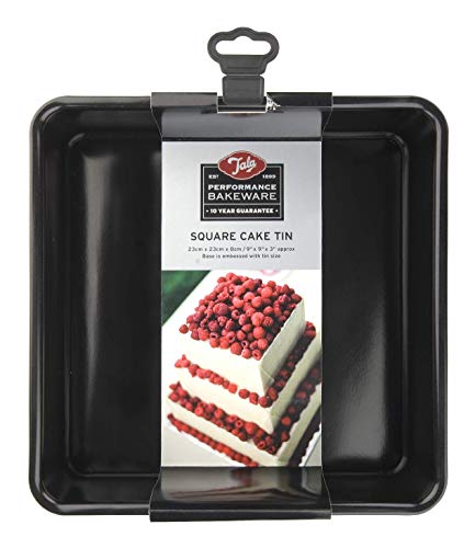 Tala Performance Kuchenform, herausnehmbarer Boden, quadratisch, Karbonstahl von professioneller Stärke, mit Eclipse-Antihaft-Beschichtung, 23 x 23 cm, ideal für Kuchen und Feiertagsgebäck von Tala