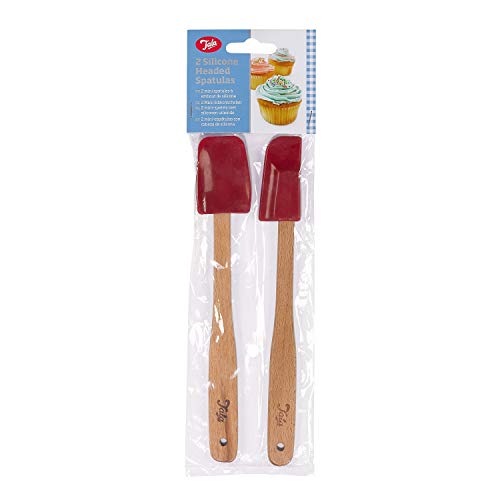 Tala 2er Set Mini-Silikonspatel mit Holzgriffen, für Backen und Kochen, Küchenutensilien, Antihaft, hitzebeständig, spülmaschinenfeste Köpfe von Tala