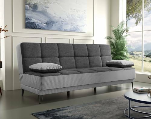 Dmora - 3-Sitzer Schlafsofa Jordi, gepolstertes Stoffsofa, Wohnzimmersofa mit klick-Klack-Öffnung, 190 x 87 x 97 cm, Grau Dmora - 3-Sitzer Schlafsofa Jordi, gepolstertes Stoffsofa, Wohnzimmersofa mit klick-Klack-Öffnung, 190 x 87 x 97 cm, Grau von Talamo Italia