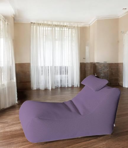 Talamo Italia - Pouf Abuli, Mehrzwecksessel, Sitzsack, Hockerhocker, Made in Italy, 70x120 h65 cm, Lila von Talamo Italia