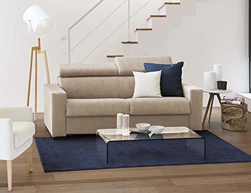 Talamo Italia - Festes Sofa Leila, 2-Sitzer-Sofa, 100% Made in Italy, Sofa-Wohnzimmer, aus gepolstertem Stoff, mit verstellbaren Kopfstützen und serienmäßigen Armlehnen, Cm 180x95h85, Beige von Talamo Italia