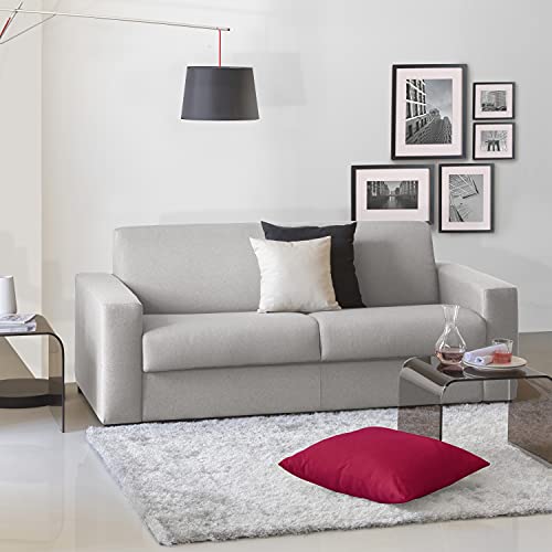 Talamo Italia 2-Sitzer Elisabetta Schlafsofa, Wohnzimmersofa, Made in Italy, Drehbare Öffnung mit Matratze und Netz inklusive, aus gepolstertem Stoff, mit schmalen Armlehnen, Cm: 160x95h90, Farbe Grau von Talamo Italia