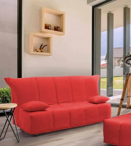 Talamo Italia - 2-Sitzer Schlafsofa Alisee, Wohnzimmersofa mit Trolley-Öffnung aus gepolstertem Stoff, Kissen inklusive, 100% Made in Italy, 125 x 90 x 85 cm, Rot von Talamo Italia