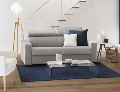 Talamo Italia - 3-Sitzer festes Sofa Susanna, Sofa aus gepolstertem Stoff, verstellbare Kopfstützen und schmale Armlehnen, 100 % Made in Italy, 220 x 95 x 85 cm, Grau von Dmora