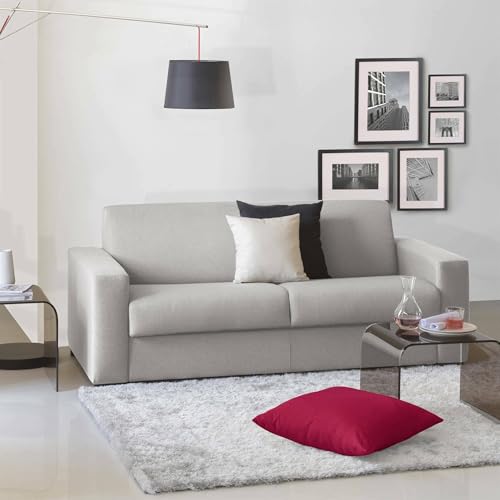 Talamo Italia - 3-Sitzer festes Sofa Mara, Wohnzimmersofa aus gepolstertem Stoff, schmale Armlehnen, 100 % Made in Italy, 200 x 95 x 90 cm, Grau Talamo Italia - 3-Sitzer festes Sofa Mara, Wohnzimmersofa aus gepolstertem Stoff, schmale Armlehnen, 100 % Made in Italy, 200 x 95 x 90 cm, Grau von Talamo Italia