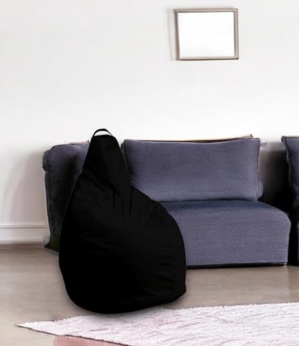 Talamo Italia - Pouf Abner, Mehrzwecksessel, Sitzsack, Hockerhocker, Made in Italy, 90x90 h120 cm, Schwarz von Talamo Italia