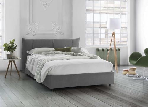 Talamo Italia - Flavia Doppelbett, Bettkasten mit Stoffbezug, 100 % Made in Italy, Öffnung vorne, inklusive Matratze 160 x 190 cm, Grau Talamo Italia - Flavia Doppelbett, Bettkasten mit Stoffbezug, 100 % Made in Italy, Öffnung vorne, inklusive Matratze 160 x 190 cm, Grau von Talamo Italia