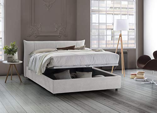 Talamo Italia - Flavia Doppelbett, Bettkasten mit Stoffbezug, 100 % Made in Italy, Öffnung vorne, inklusive Matratze 160 x 190 cm, Weiß Talamo Italia - Flavia Doppelbett, Bettkasten mit Stoffbezug, 100 % Made in Italy, Öffnung vorne, inklusive Matratze 160 x 190 cm, Weiß von Talamo Italia