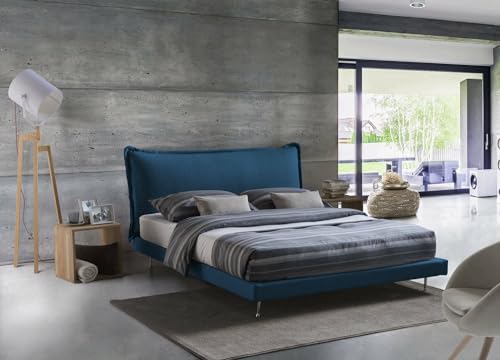 Talamo Italia - Anika Doppelbett, Festbett mit Stoffbezug und Kopfteil, 100 % Made in Italy, geeignet für Matratze 160x190 cm, Blau Talamo Italia - Anika Doppelbett, Festbett mit Stoffbezug und Kopfteil, 100 % Made in Italy, geeignet für Matratze 160x190 cm, Blau von Talamo Italia