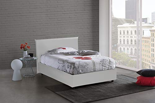 Talamo Italia - Doppelbett Bonaria, Containerbett mit Kunstlederbezug, 100% Made in Italy, Frontöffnung, inklusive Matratze Cm 160x200, Weiß von Talamo Italia