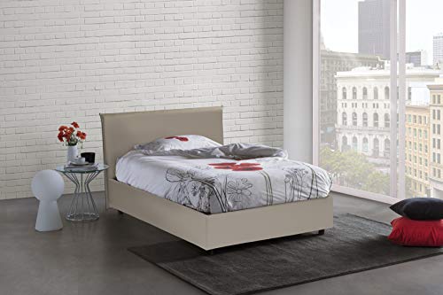 Talamo Italia - Doppelbett Bertilla, Containerbett mit Kunstlederbezug, 100% Made in Italy, Frontöffnung, inklusive Matratze Cm 160x190, Turteltaube von Talamo Italia