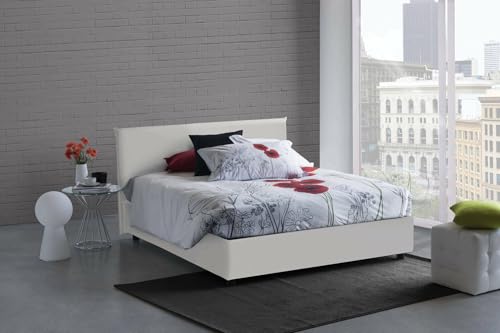 Talamo Italia - Doppelbett Bertilla, Bettkasten mit Kunstlederbezug, 100 % Made in Italy, Öffnung vorne, inklusive Matratze 160 x 190 cm, Weiß Talamo Italia - Doppelbett Bertilla, Bettkasten mit Kunstlederbezug, 100 % Made in Italy, Öffnung vorne, inklusive Matratze 160 x 190 cm, Weiß von Talamo Italia