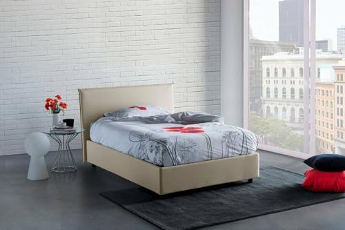 Talamo Italia - Ashasa Doppelbett, Stauraumbett mit Stoffbezug, 100 % Made in Italy, Öffnung vorne, geeignet für Matratze 120x190 cm, Beige Talamo Italia - Ashasa Doppelbett, Stauraumbett mit Stoffbezug, 100 % Made in Italy, Öffnung vorne, geeignet für Matratze 120x190 cm, Beige von Talamo Italia