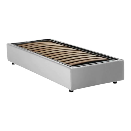 Talamo Italia - Einzelbett Amelia, Bettkasten mit Stoffbezug, 100 % Made in Italy, Öffnung vorne, inklusive Matratze 80x190 cm, Weiß Talamo Italia - Einzelbett Amelia, Bettkasten mit Stoffbezug, 100 % Made in Italy, Öffnung vorne, inklusive Matratze 80x190 cm, Weiß von Talamo Italia