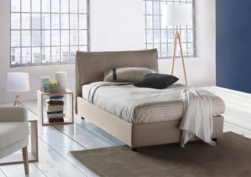 Talamo Italia - Doppelbett Desirée, Bettkasten mit Stoffbezug, 100 % Made in Italy, Öffnung vorne, inklusive Matratze 120 x 190 cm, taubengrau Talamo Italia - Doppelbett Desirée, Bettkasten mit Stoffbezug, 100 % Made in Italy, Öffnung vorne, inklusive Matratze 120 x 190 cm, taubengrau von Talamo Italia