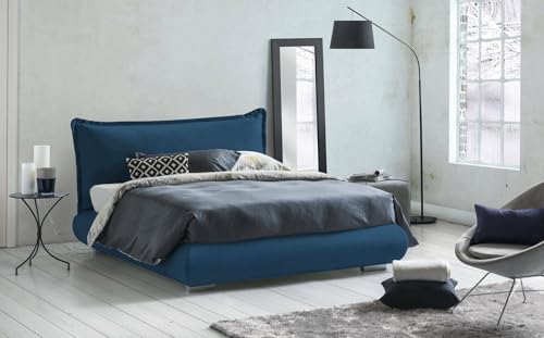 Talamo Italia - Doppelbett Ilenia, Bettkasten mit Stoffbezug und Kopfteil, 100 % Made in Italy, Öffnung vorne, geeignet für Matratzen 160 x 190 cm, Blau Talamo Italia - Doppelbett Ilenia, Bettkasten mit Stoffbezug und Kopfteil, 100 % Made in Italy, Öffnung vorne, geeignet für Matratzen 160 x 190 cm, Blau von Talamo Italia