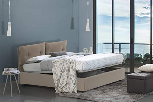 Talamo Italia - Quadratisches und halbes Bett Noemi, Containerbett mit Kunstlederbezug, 100% Made in Italy, Frontöffnung, passend für Matratze Cm 120x190, Turteltaube von Talamo Italia