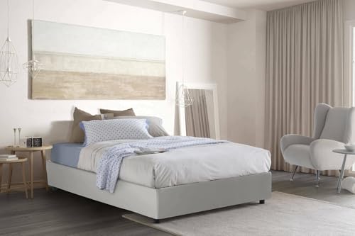 Talamo Italia - Doppelbett Greta, Bettkasten mit Kunstlederbezug, 100 % Made in Italy, seitliche Öffnung, inklusive Matratze 120 x 190 cm, Weiß Talamo Italia - Doppelbett Greta, Bettkasten mit Kunstlederbezug, 100 % Made in Italy, seitliche Öffnung, inklusive Matratze 120 x 190 cm, Weiß von Talamo Italia