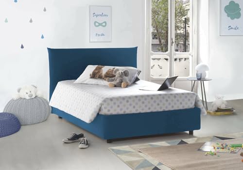 Talamo Italia - Doppelbett Creta, Bettkasten mit Stoffbezug, 100% Made in Italy, Öffnung vorne, inklusive Matratze 120 x 190 cm, blau Talamo Italia - Doppelbett Creta, Bettkasten mit Stoffbezug, 100% Made in Italy, Öffnung vorne, inklusive Matratze 120 x 190 cm, blau von Talamo Italia