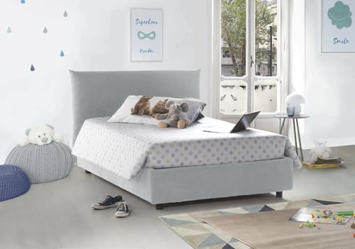 Talamo Italia - Doppelbett Creta, Bettkasten mit Stoffbezug, 100% Made in Italy, Öffnung vorne, inklusive Matratze 120 x 190 cm, Weiß Talamo Italia - Doppelbett Creta, Bettkasten mit Stoffbezug, 100% Made in Italy, Öffnung vorne, inklusive Matratze 120 x 190 cm, Weiß von Talamo Italia