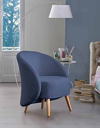 Talamo Italia - Lounge-Sessel Annarella, Design-Sessel für das Wohnzimmer, 100% Made in Italy, Relaxsessel aus gepolstertem Stoff, Cm 70x60h80, Blau von Talamo Italia