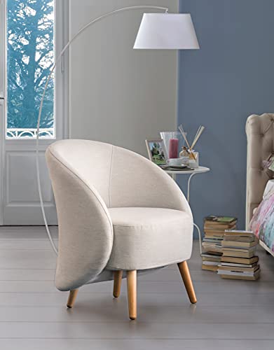 Talamo Italia - Lounge-Sessel Annarella, Design-Sessel für das Wohnzimmer, 100% Made in Italy, Relaxsessel aus gepolstertem Stoff, Cm 70x60h80, Beige von Talamo Italia