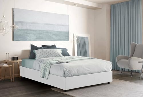 Talamo Italia - Doppelbett Chloe, Bettkasten aus Stoff, Öffnung vorne, geeignet für Matratze 140x200 cm, 100 % Made in Italy, Weiß Talamo Italia - Doppelbett Chloe, Bettkasten aus Stoff, Öffnung vorne, geeignet für Matratze 140x200 cm, 100 % Made in Italy, Weiß von Talamo Italia