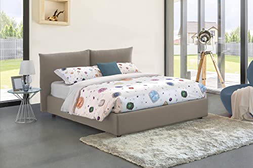 Talamo Italia Doppelbett Cristyn, Stauraumbett mit Stoffbezug, 100% Made in Italy, Öffnung vorne, mit Matratze 160 x 200 cm, Taupe, Doppio von Talamo Italia