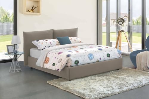 Talamo Italia - Doppelbett Gabriella, Bettkasten mit Stoffbezug, 100 % Made in Italy, Öffnung vorne, geeignet für Matratze 160 x 200 cm, Taupe Talamo Italia - Doppelbett Gabriella, Bettkasten mit Stoffbezug, 100 % Made in Italy, Öffnung vorne, geeignet für Matratze 160 x 200 cm, Taupe von Talamo Italia