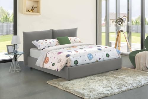 Talamo Italia - Doppelbett Gabriella, Bettkasten mit Stoffbezug, 100 % Made in Italy, Öffnung vorne, geeignet für Matratzen 160 x 200 cm, Grau Talamo Italia - Doppelbett Gabriella, Bettkasten mit Stoffbezug, 100 % Made in Italy, Öffnung vorne, geeignet für Matratzen 160 x 200 cm, Grau von Talamo Italia