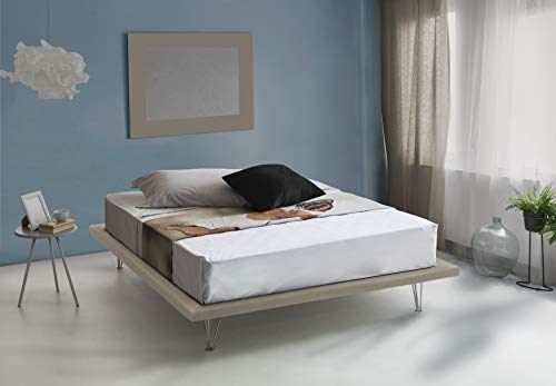 Talamo Italia - Doppelbett Linda, Festes Bett aus Stoff mit Füßen, 100% Made in Italy, passend für Matratze Cm 160x200, Beige von Talamo Italia