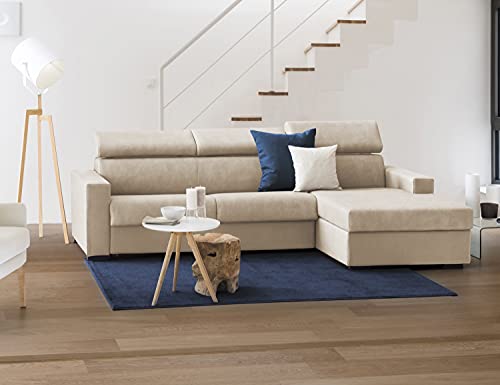 Talamo Italia Ecksofa Barbara, Wohnzimmersofa mit Récamiere, Made in Italy, aus gepolstertem Stoff - Halbinsel mit Stauraum rechts, mit Standardarmlehnen, Cm: 280x95h85, Farbe Beige von Talamo Italia