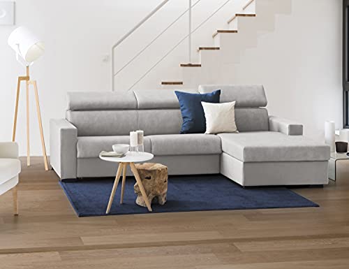 Talamo Italia Ecksofa Barbara, Wohnzimmersofa mit Récamiere, Made in Italy, aus gepolstertem Stoff - Halbinsel mit rechtem Stauraum, mit schmalen Armlehnen, Cm: 280x95h85, Farbe Grau von Talamo Italia