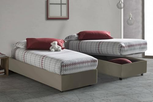 Talamo Italia - Einzelbett Ambra, Bettkasten mit Kunstlederbezug, 100 % Made in Italy, Öffnung vorne, geeignet für Matratze 80x190 cm, taubengrau Talamo Italia - Einzelbett Ambra, Bettkasten mit Kunstlederbezug, 100 % Made in Italy, Öffnung vorne, geeignet für Matratze 80x190 cm, taubengrau von Talamo Italia