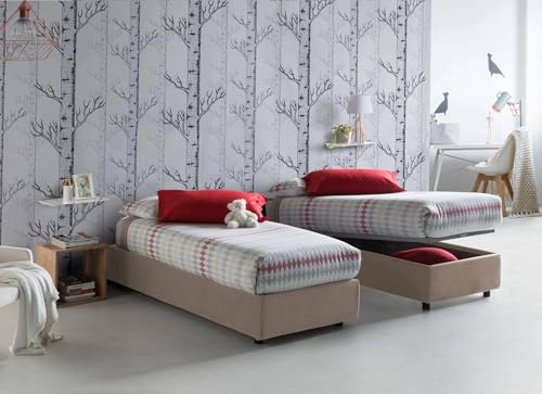 Talamo Italia - Einzelbett Asia, Bettkasten mit Stoffbezug, 100 % Made in Italy, Öffnung vorne, geeignet für Matratze 80x190 cm, Taupe Talamo Italia - Einzelbett Asia, Bettkasten mit Stoffbezug, 100 % Made in Italy, Öffnung vorne, geeignet für Matratze 80x190 cm, Taupe von Talamo Italia