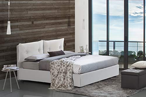 Talamo Italia - Einzelbett Alida, Containerbett mit Kunstlederbezug, 100% Made in Italy, Seitliche Öffnung, passend für Matratze 80x190 cm, Weiß von Talamo Italia