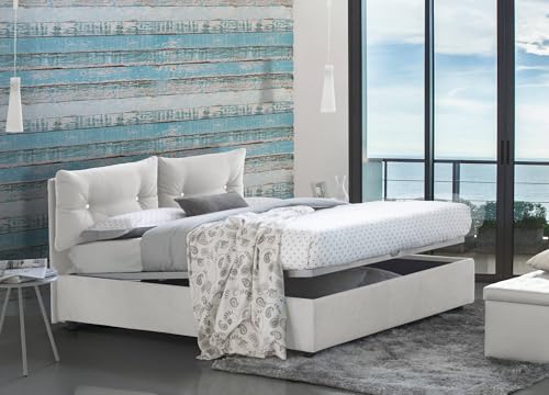 Talamo Italia - Einzelbett Adelaide, Bettkasten mit Stoffbezug, 100 % Made in Italy, Öffnung vorne, geeignet für Matratzen 80 x 190 cm, Weiß Talamo Italia - Einzelbett Adelaide, Bettkasten mit Stoffbezug, 100 % Made in Italy, Öffnung vorne, geeignet für Matratzen 80 x 190 cm, Weiß von Talamo Italia