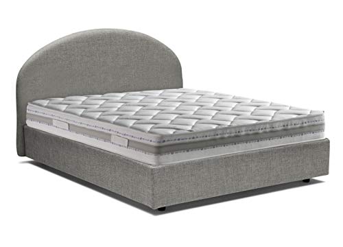 Talamo Italia - Einzelbett Beatrice, Containerbett mit Stoffbespannung, 100% Made in Italy, Frontöffnung, passend für Matratze Cm 80x190, Grau von Talamo Italia