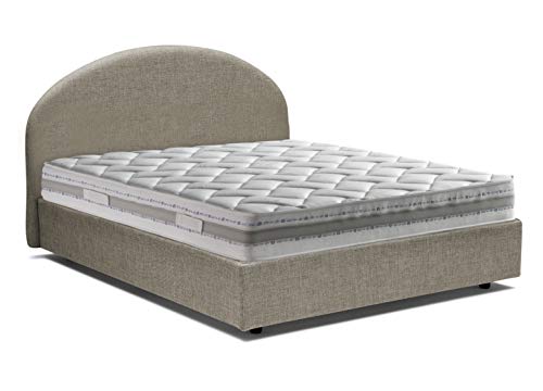 Talamo Italia - Einzelbett Beatrice, Containerbett mit Stoffbespannung, 100% Made in Italy, Frontöffnung, passend für Matratze Cm 80x190, Turteltaube von Talamo Italia