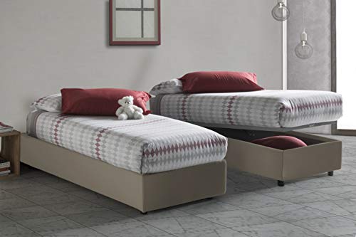 Talamo Italia - Einzelbett Ambra, Containerbett mit Kunstlederbezug, 100% Made in Italy, Frontöffnung, passend für Matratze Cm 80x190, Turteltaube von Talamo Italia