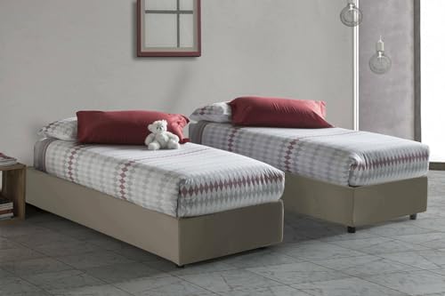 Talamo Italia - Einzelbett Diletta, Containerbett mit Kunstlederbezug, 100% Made in Italy, Seitliche Öffnung, passend für Matratze 80x190 cm, Turteltaube von Talamo Italia