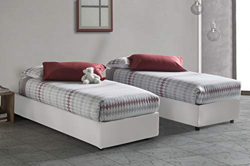 Talamo Italia - Einzelbett Diletta, Containerbett mit Kunstlederbezug, 100% Made in Italy, Seitliche Öffnung, passend für Matratze 80x190 cm, Weiß von Talamo Italia